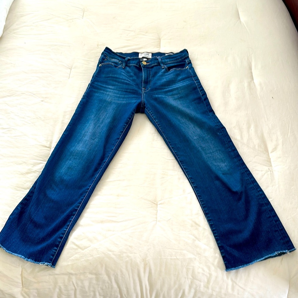 Le High Straight FRAME cropped rough hem jeans